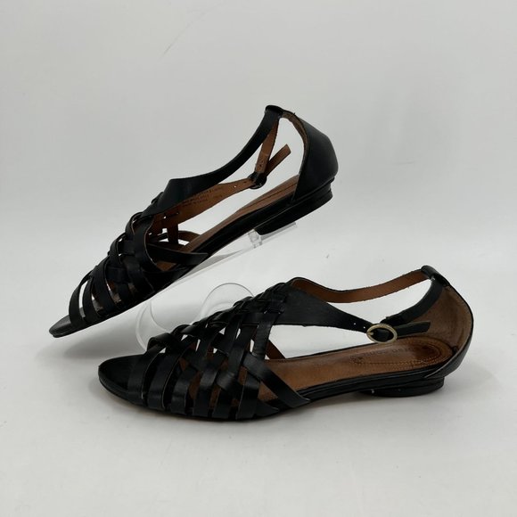 Corso Como Black Leather Strappy Sandals | Buckle Closure - Picture 9 of 9